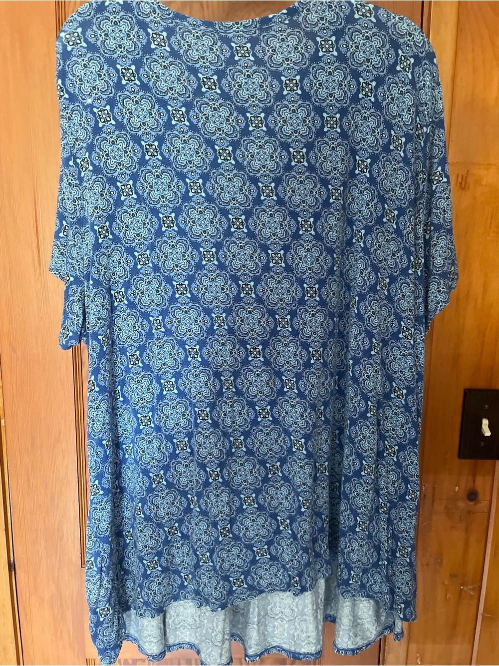 croft & barrow Blue Paisley V-Neck Button Front Blouse - Picture 2 of 5